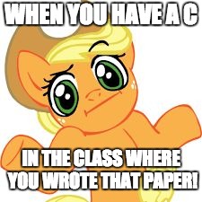 aj shrugs | WHEN YOU HAVE A C; IN THE CLASS WHERE YOU WROTE THAT PAPER! | image tagged in aj shrugs | made w/ Imgflip meme maker