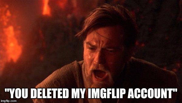 You Were The Chosen One (Star Wars) Meme | "YOU DELETED MY IMGFLIP ACCOUNT" | image tagged in memes,you were the chosen one star wars | made w/ Imgflip meme maker