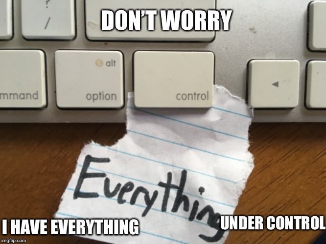 “The only way to make a good pun is to make one so terrible that it’s funny” -Some guy | DON’T WORRY; I HAVE EVERYTHING; UNDER CONTROL | image tagged in puns,memes,funny,bad puns,custom template | made w/ Imgflip meme maker