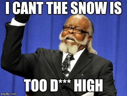 I CANT THE SNOW IS TOO D*** HIGH | image tagged in memes,too damn high | made w/ Imgflip meme maker