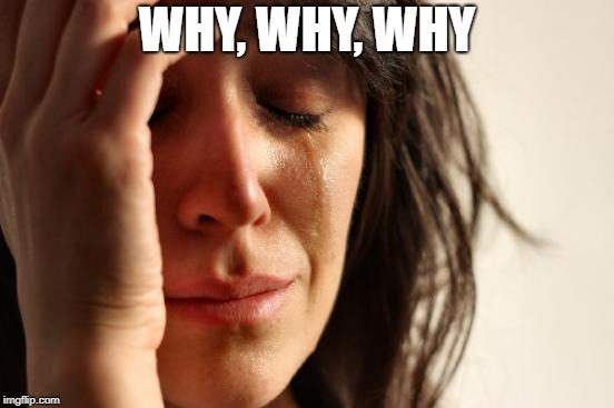 First World Problems Meme | WHY, WHY, WHY | image tagged in memes,first world problems | made w/ Imgflip meme maker