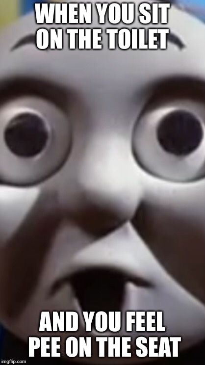 WHEN YOU SIT ON THE TOILET; AND YOU FEEL PEE ON THE SEAT | image tagged in thomas the tank engine,toilet | made w/ Imgflip meme maker