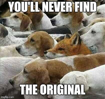 Fox and Foxhounds | YOU'LL NEVER FIND THE ORIGINAL | image tagged in fox and foxhounds | made w/ Imgflip meme maker