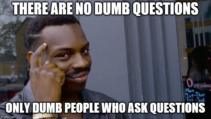 Roll Safe Think About It Meme | THERE ARE NO DUMB QUESTIONS ONLY DUMB PEOPLE WHO ASK QUESTIONS | image tagged in memes,roll safe think about it | made w/ Imgflip meme maker