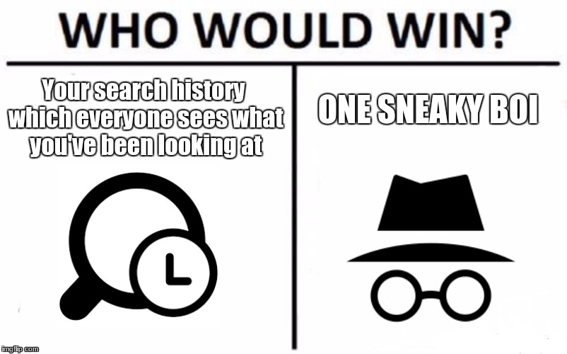 Who Would Win? Meme | Your search history which everyone sees what you've been looking at; ONE SNEAKY BOI | image tagged in memes,who would win | made w/ Imgflip meme maker