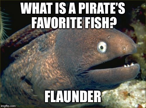 Get it? Plunder? | WHAT IS A PIRATE’S FAVORITE FISH? FLAUNDER | image tagged in memes,bad joke eel | made w/ Imgflip meme maker