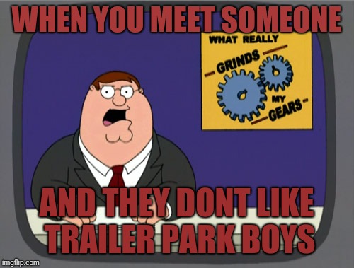 Peter Griffin News | WHEN YOU MEET SOMEONE; AND THEY DONT LIKE TRAILER PARK BOYS | image tagged in memes,peter griffin news | made w/ Imgflip meme maker