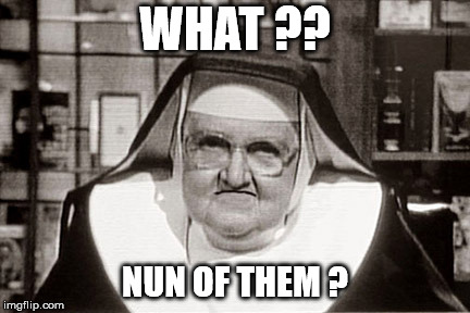 WHAT ?? NUN OF THEM ? | image tagged in what d'you mean,nun at all | made w/ Imgflip meme maker