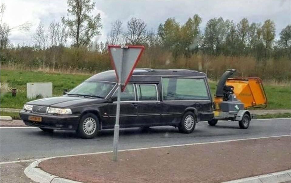hearse with woodchipper Blank Meme Template