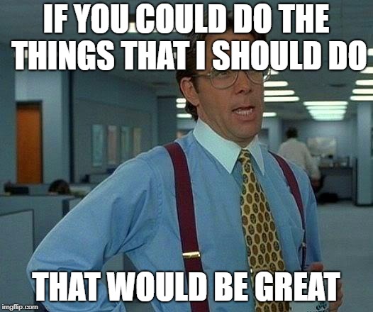 That Would Be Great Meme | IF YOU COULD DO THE THINGS THAT I SHOULD DO; THAT WOULD BE GREAT | image tagged in memes,that would be great | made w/ Imgflip meme maker