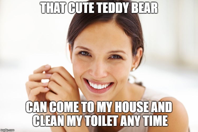THAT CUTE TEDDY BEAR CAN COME TO MY HOUSE AND CLEAN MY TOILET ANY TIME | made w/ Imgflip meme maker
