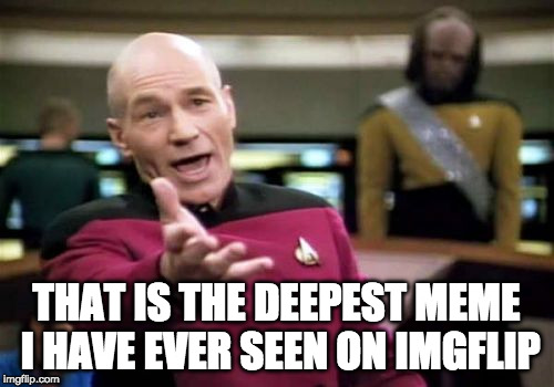 Picard Wtf Meme | THAT IS THE DEEPEST MEME I HAVE EVER SEEN ON IMGFLIP | image tagged in memes,picard wtf | made w/ Imgflip meme maker