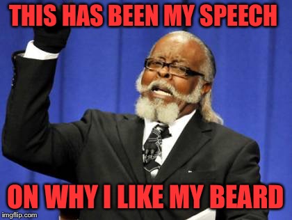 Too Damn High Meme | THIS HAS BEEN MY SPEECH; ON WHY I LIKE MY BEARD | image tagged in memes,too damn high | made w/ Imgflip meme maker