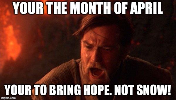 You Were The Chosen One (Star Wars) Meme | YOUR THE MONTH OF APRIL; YOUR TO BRING HOPE. NOT SNOW! | image tagged in memes,you were the chosen one star wars | made w/ Imgflip meme maker