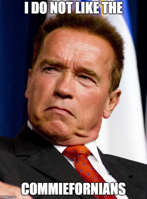 Arnold Schwarzenegger | I DO NOT LIKE THE; COMMIEFORNIANS | image tagged in arnold schwarzenegger | made w/ Imgflip meme maker