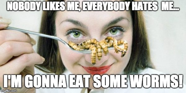 Nobody likes me | NOBODY LIKES ME, EVERYBODY HATES  ME... I'M GONNA EAT SOME WORMS! | image tagged in nobody likes me,antisemitism,israel,crybabies | made w/ Imgflip meme maker