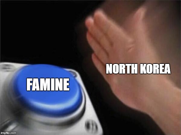 Blank Nut Button | NORTH KOREA; FAMINE | image tagged in memes,blank nut button | made w/ Imgflip meme maker