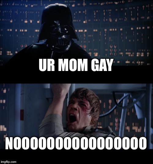 Star Wars No Meme | UR MOM GAY; NOOOOOOOOOOOOOOOO | image tagged in memes,star wars no | made w/ Imgflip meme maker