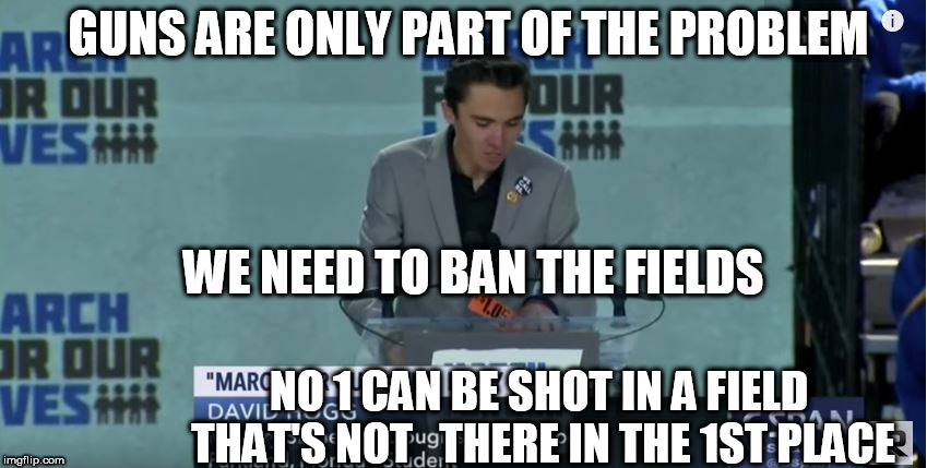 GUNS ARE ONLY PART OF THE PROBLEM WE NEED TO BAN THE FIELDS NO 1 CAN BE SHOT IN A FIELD THAT'S NOT 

THERE IN THE 1ST PLACE | made w/ Imgflip meme maker