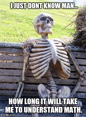 Waiting Skeleton Meme | I JUST DONT KNOW MAN... HOW LONG IT WILL TAKE ME TO UNDERSTAND MATH. | image tagged in memes,waiting skeleton | made w/ Imgflip meme maker
