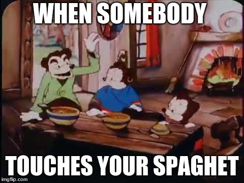 WHEN SOMEBODY; TOUCHES YOUR SPAGHET | image tagged in somebody toucha my spaghet | made w/ Imgflip meme maker