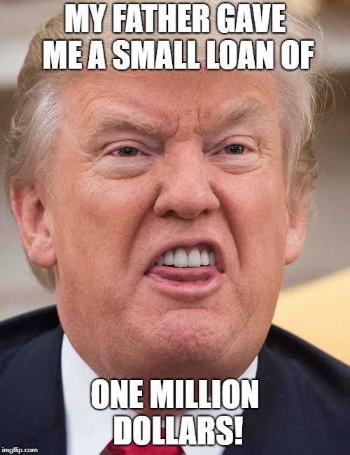 TRUMP | MY FATHER GAVE ME A SMALL LOAN OF; ONE MILLION DOLLARS! | image tagged in trump | made w/ Imgflip meme maker