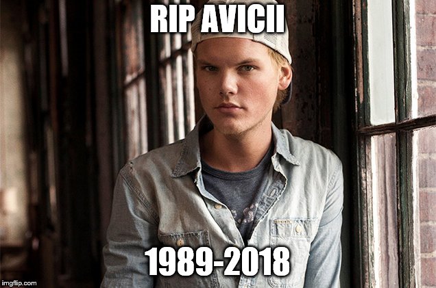 Avicii | RIP AVICII; 1989-2018 | image tagged in avicii | made w/ Imgflip meme maker