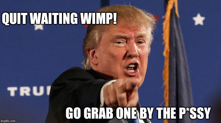 QUIT WAITING WIMP! GO GRAB ONE BY THE P*SSY | made w/ Imgflip meme maker