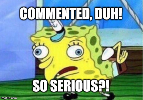 Trolls be trolling. | COMMENTED, DUH! SO SERIOUS?! | image tagged in memes,mocking spongebob | made w/ Imgflip meme maker