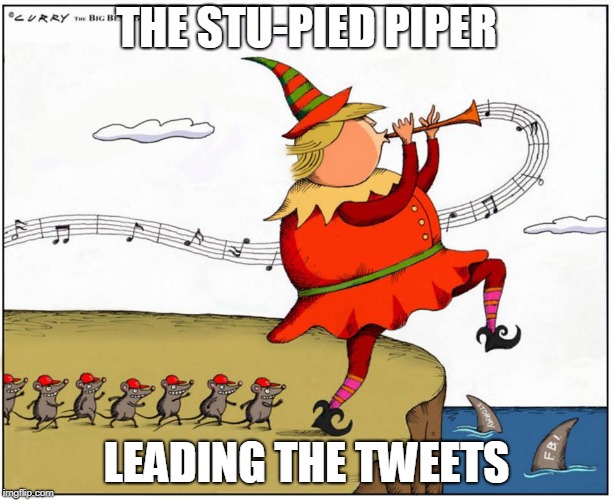 The Stu-Pied Piper | THE STU-PIED PIPER; LEADING THE TWEETS | image tagged in donald trump,stupid tweet | made w/ Imgflip meme maker