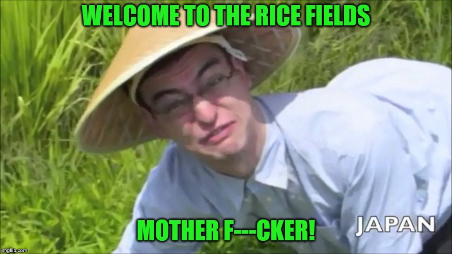 WELCOME TO THE RICE FIELDS MOTHER F---CKER! | made w/ Imgflip meme maker