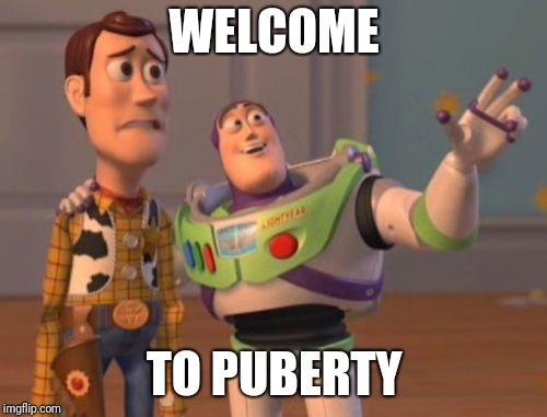 X, X Everywhere Meme | WELCOME TO PUBERTY | image tagged in memes,x x everywhere | made w/ Imgflip meme maker