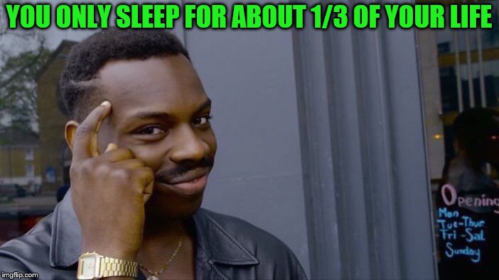 Roll Safe Think About It Meme | YOU ONLY SLEEP FOR ABOUT 1/3 OF YOUR LIFE | image tagged in memes,roll safe think about it | made w/ Imgflip meme maker