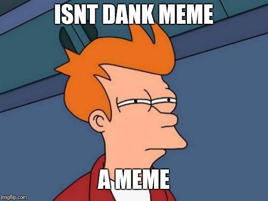 Futurama Fry Meme | ISNT DANK MEME A MEME | image tagged in memes,futurama fry | made w/ Imgflip meme maker