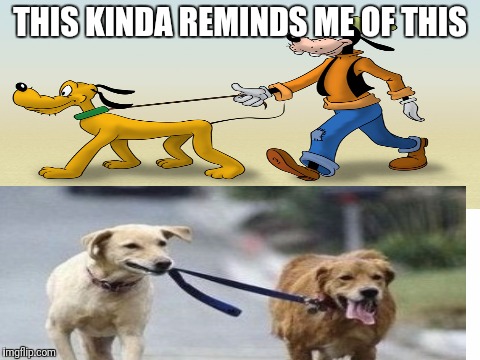 THIS KINDA REMINDS ME OF THIS | image tagged in pluto,goofy,dog,leading,dogcartoon,mistakes | made w/ Imgflip meme maker
