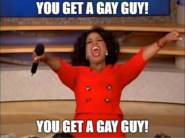 Oprah You Get A Meme | YOU GET A GAY GUY! YOU GET A GAY GUY! | image tagged in memes,oprah you get a | made w/ Imgflip meme maker