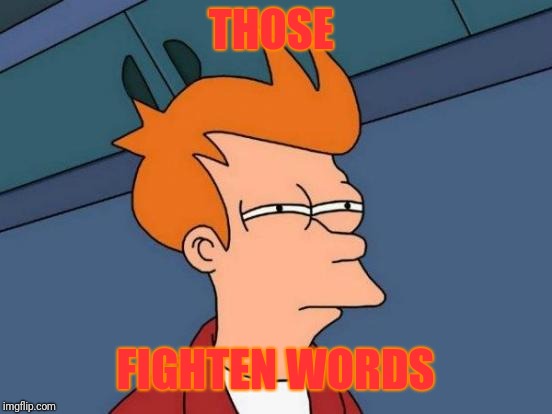 Futurama Fry Meme | THOSE FIGHTEN WORDS | image tagged in memes,futurama fry | made w/ Imgflip meme maker