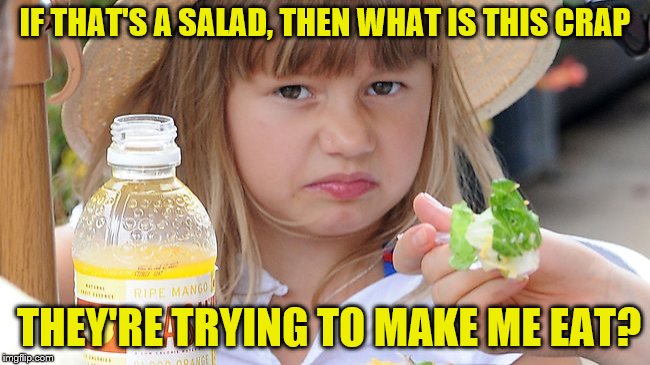 IF THAT'S A SALAD, THEN WHAT IS THIS CRAP THEY'RE TRYING TO MAKE ME EAT? | made w/ Imgflip meme maker