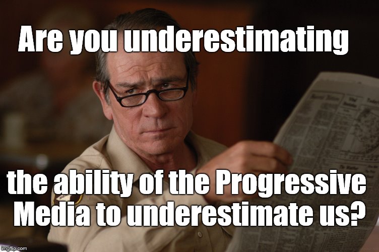 say what? | Are you underestimating the ability of the Progressive Media to underestimate us? | image tagged in say what | made w/ Imgflip meme maker