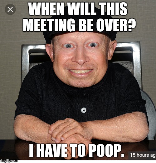 WHEN WILL THIS MEETING BE OVER? I HAVE TO POOP. | image tagged in memes | made w/ Imgflip meme maker