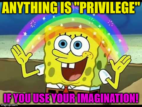 Spongebob imagination | ANYTHING IS "PRIVILEGE"; IF YOU USE YOUR IMAGINATION! | image tagged in spongebob imagination | made w/ Imgflip meme maker