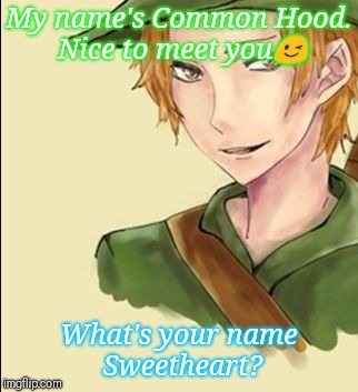 ViWkatt | My name's Common Hood. Nice to meet you😉; What's your name Sweetheart? | image tagged in viwkatt | made w/ Imgflip meme maker