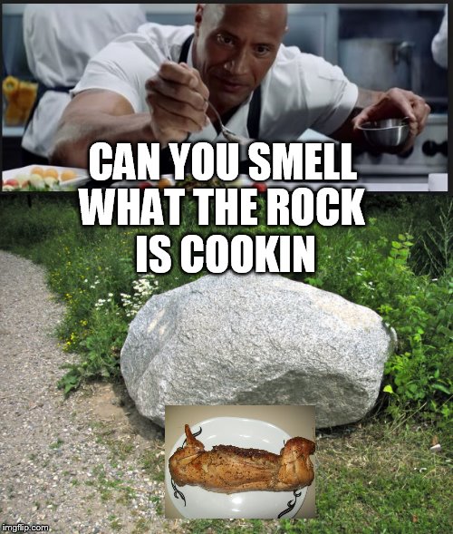 WHAT IS THE ROCK COOKIN | WHAT THE ROCK IS COOKIN; CAN YOU SMELL | image tagged in rock,the rock | made w/ Imgflip meme maker