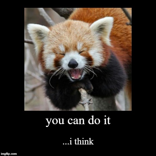 you can do it ...i think | image tagged in funny,demotivationals,panda | made w/ Imgflip demotivational maker