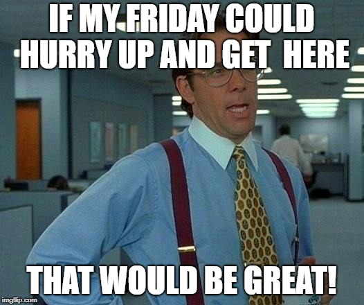 That Would Be Great Meme | IF MY FRIDAY COULD HURRY UP AND GET  HERE; THAT WOULD BE GREAT! | image tagged in memes,that would be great | made w/ Imgflip meme maker