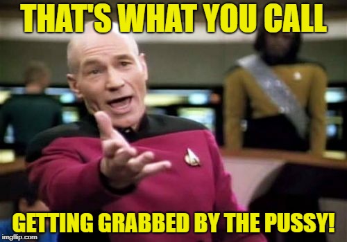 Picard Wtf Meme | THAT'S WHAT YOU CALL GETTING GRABBED BY THE PUSSY! | image tagged in memes,picard wtf | made w/ Imgflip meme maker