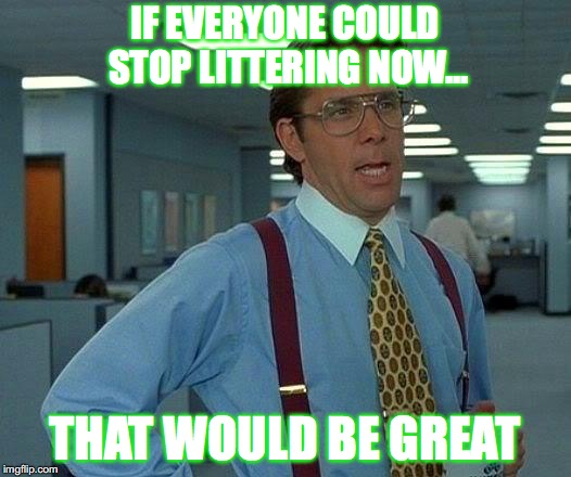 That Would Be Great Meme | IF EVERYONE COULD STOP LITTERING NOW... THAT WOULD BE GREAT | image tagged in memes,that would be great | made w/ Imgflip meme maker