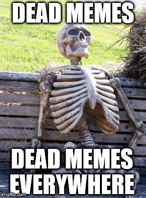 Waiting Skeleton | DEAD MEMES; DEAD MEMES EVERYWHERE | image tagged in memes,waiting skeleton | made w/ Imgflip meme maker