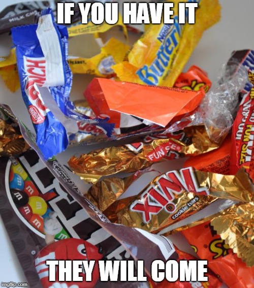 Candy Stash | IF YOU HAVE IT; THEY WILL COME | image tagged in candy stash | made w/ Imgflip meme maker