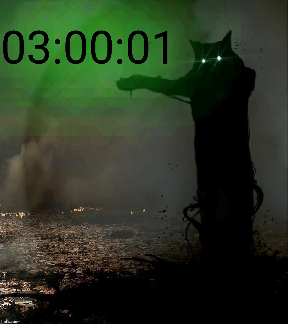 Godzilla Cat | 03:00:01 | image tagged in godzilla cat | made w/ Imgflip meme maker